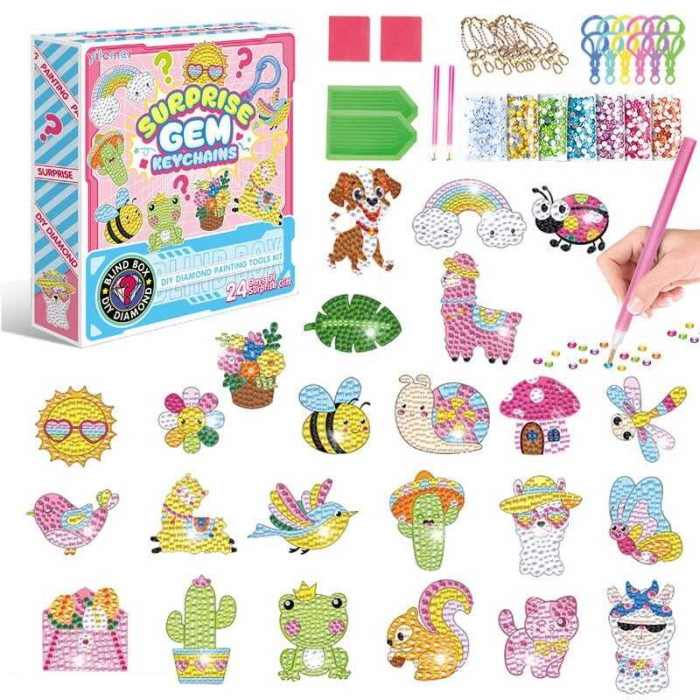 Алмазна мозаїка адвент-календар, 24 брелоки, 24 кріплення, 2 таці, 2 стилуси, в кор. /60-2/