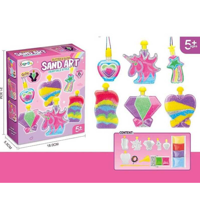 Набір для творчості  6 кольорів, глітер, світиться у темряві, інструменти, 6 пляшечок, в кор. 18*5*21 см /36/