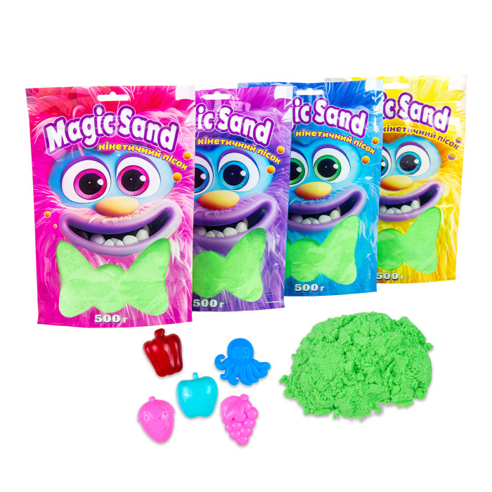 Кінетичний пісок Magic sand в пакеті 39403-2 зелений, 0,500 кг Стратег /40/