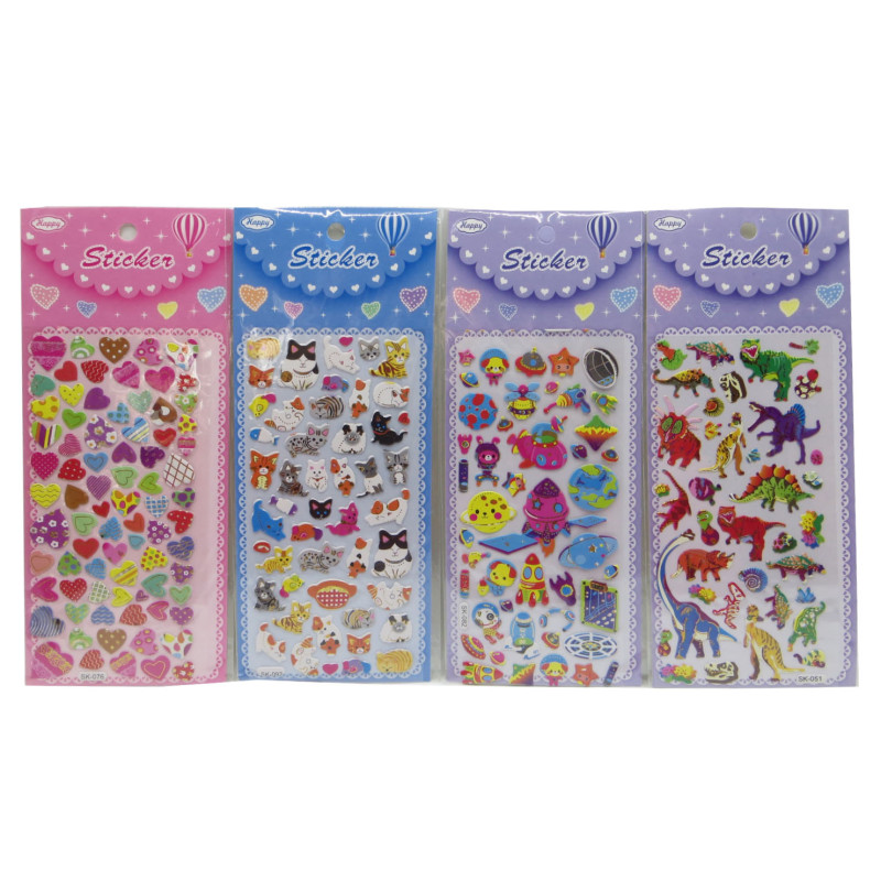 Наклейка об'ємна із зол.обведенням+розмальовка 24*10см,20в./уп.(100*20) ціна за 4 шт. //