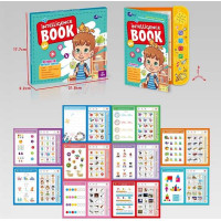 Інтерактивна книга 10 сторінок, на батарейках, маркер, іспит, англійські слова, озвучування англійською мовою, регулювання гучності, пісні, інструменти, транспорт, тварини, фрукти, абетка, в кор. /96-2/