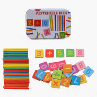 Магнітна гра магнітні картки, цифри, дерев’яні палички, в боксі /180/
