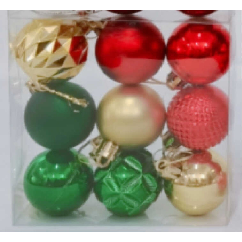 Новорічні прикраси 9 штук, кульки, D=4 см, у слюді  /300/