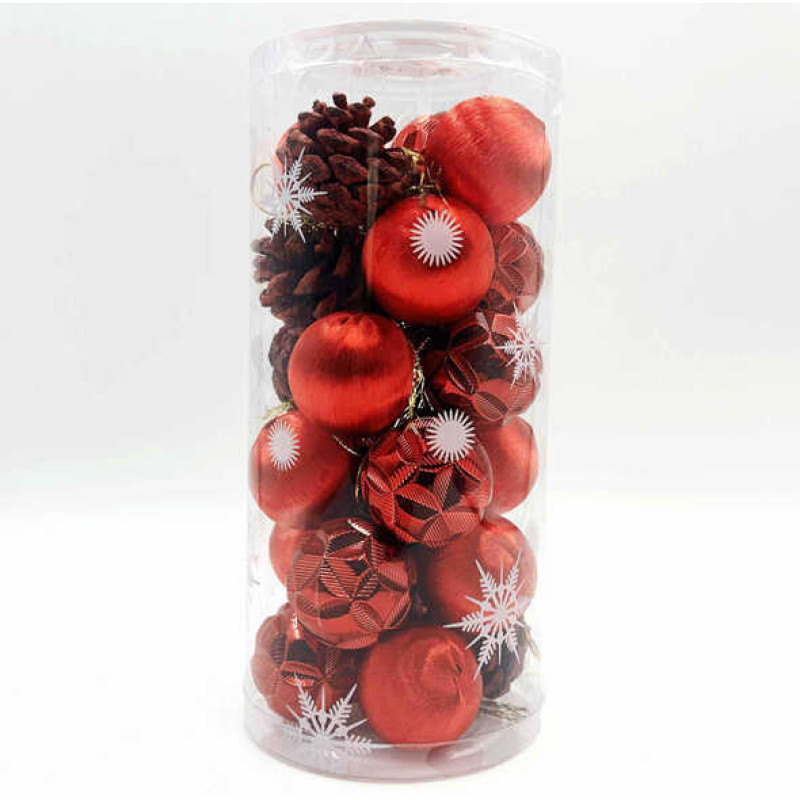 Новорічні прикраси 24 штуки, кульки, шишки, D = 3.5 см, в слюді /90/