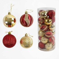 Новорічні прикраси 24 штуки, кульки, D = 5,5 см, в слюді /24/