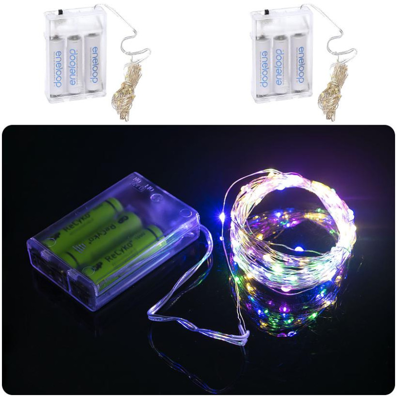 Гірлянда Ниточка на 3-х батарейках 100 лампочок 10 метрів мультиколір RJ-04 Гірлянда Ниточка на 3-х батарейках 100 лампочок 10 метрів мультиколір RJ-04