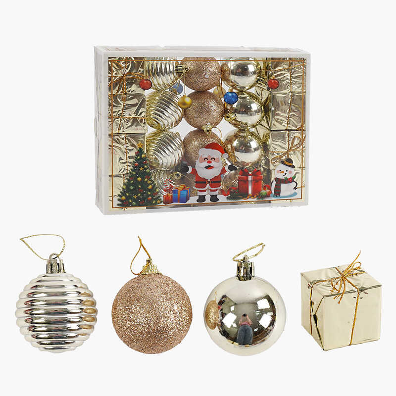 Новорічні прикраси 20 штук, кульки, подарунки, D = 4,5 см, у слюді /72/ Новорічні прикраси 20 штук, кульки, подарунки, D = 4,5 см, у слюді /72/