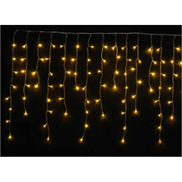 Гірлянда 6.2 метри, шторка, жовте світло, від USB, 8 режимів, у кор. /100/