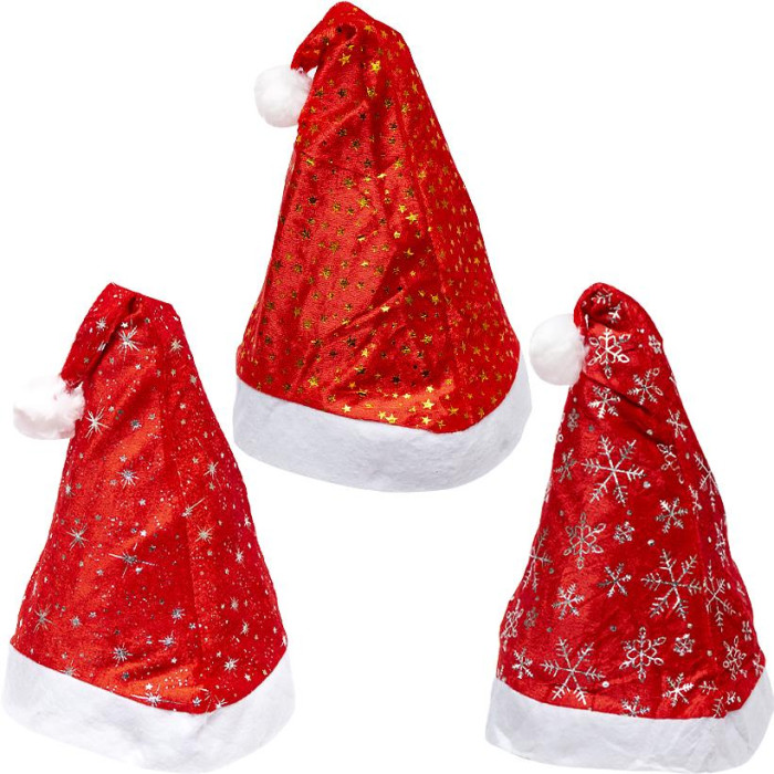 Шапка Діда Мороза із зірочками 6241-2 //