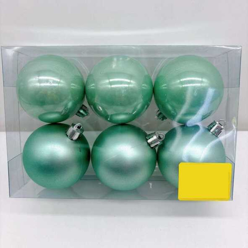 Новорічні прикраси 6 штук, кульки, D = 6 см, в слюді  /120/