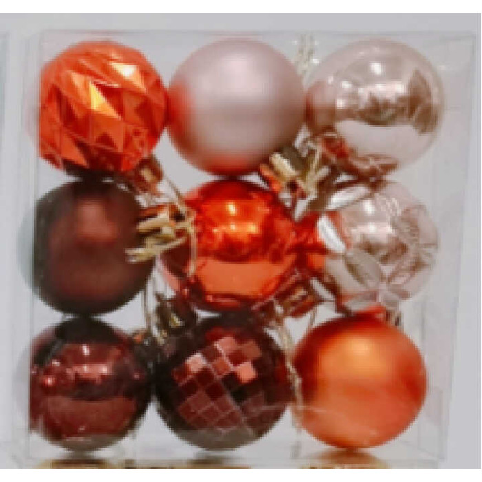 Новорічні прикраси 9 штук, кульки, D=4 см, у слюді /300/