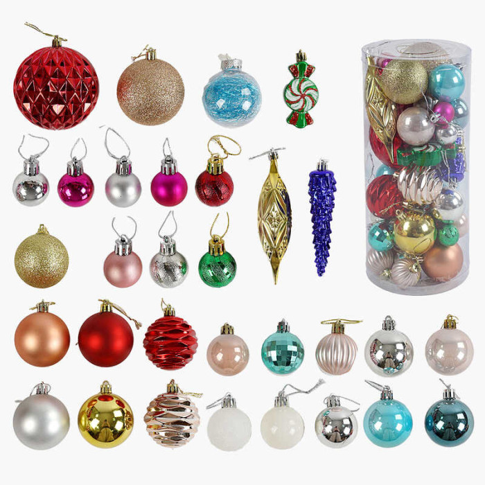 Новорічні прикраси 36 штук, в слюді, МІКС ВИДІВ /32/