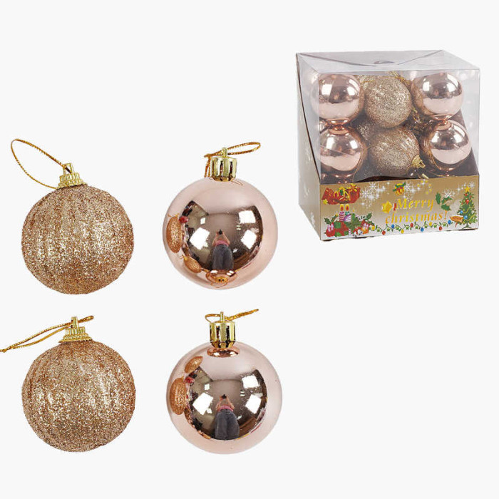 Новорічні прикраси 9 штук, кульки, D = 5 см, в слюді /80/