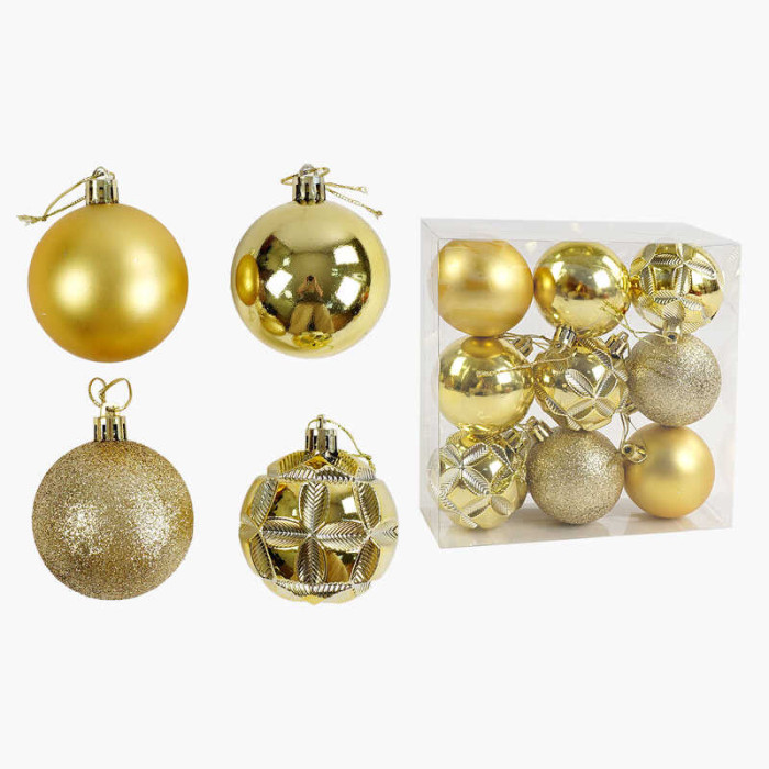 Новорічні прикраси кульки, 9 штук, D = 6 см, в слюді /80/