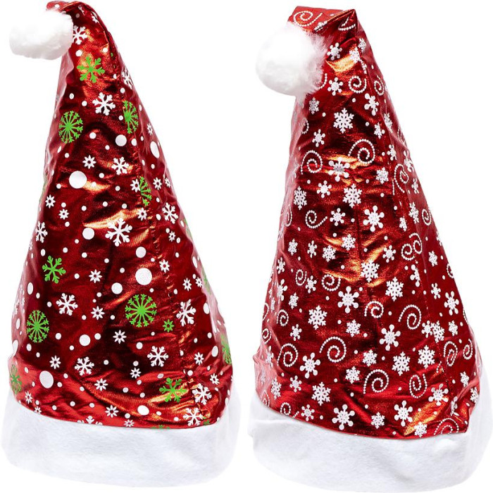 Шапка Діда Мороза зі сніжинками 6241-5 //