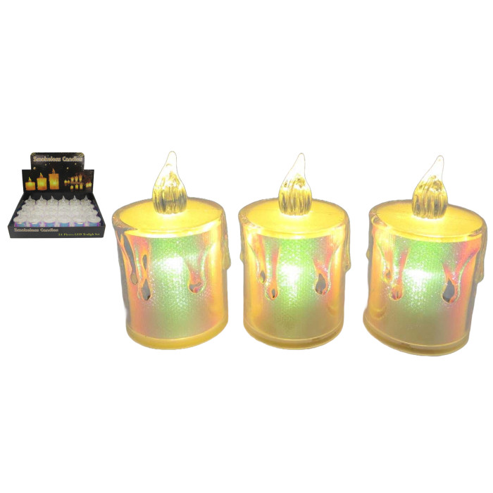 Свічка декор.світлодіодна голографічна LED 6,5см (пластик) в/в (40*24)