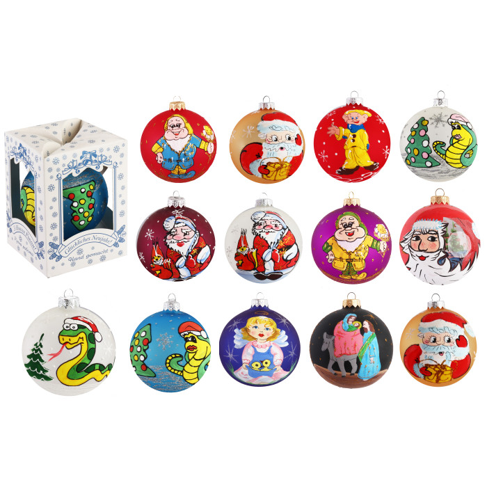 Новорічна художня скляна куля ручна праця 10 см 