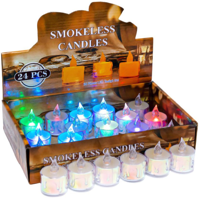 Свічка LED перламутрова 5*4см CX-20 (Колір світіння - мерехтливий кольоровий) ЦІНА ЗА 24 ШТ. /960-24/