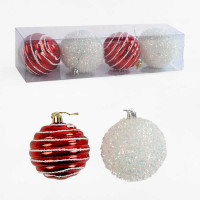Новорічні прикраси 4 штуки, кульки, D=8 см, у слюді /96/ Новорічні прикраси 4 штуки, кульки, D=8 см, у слюді /96/