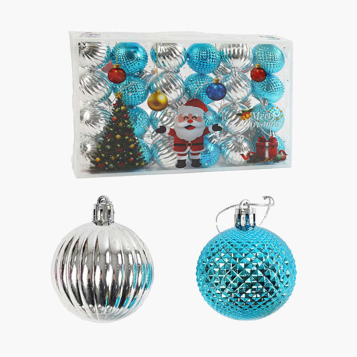 Новорічні прикраси 24 штуки, кульки, D = 5 см, в слюді /60/