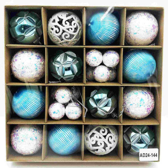 Новорічні прикраси 28 штук, кульки, D = 2,5 см та 5 см, в кор. /60/