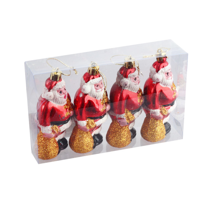 Новорічні прикраси 4 штуки, висота 11 см, у слюді /144/