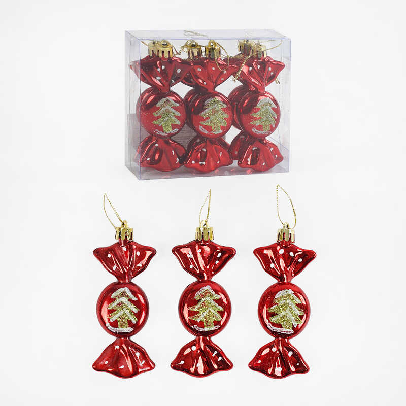 Новорічні прикраси 6 штук, цукерки, у слюді /240/