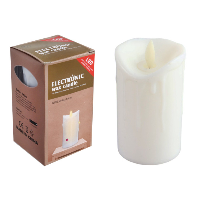 Свічка світлодіодна LED з підтіканнями 6*10см з імітацією живого полум'я (1*240)