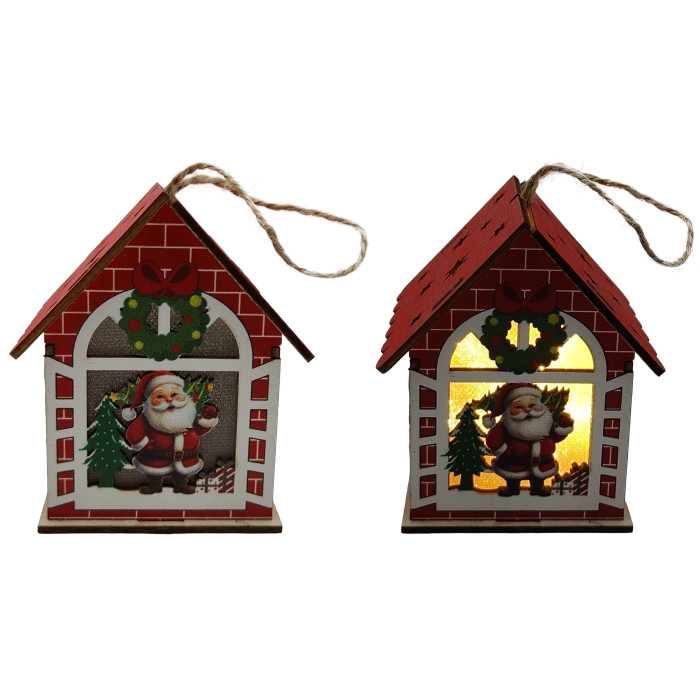 Підвіска новорічна дерев'яна світиться 