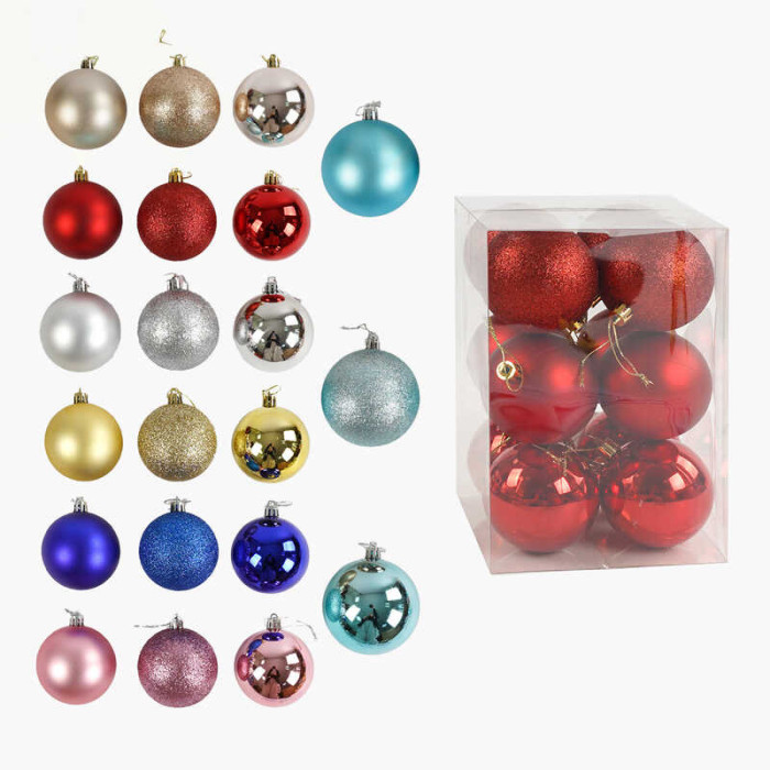 Новорічні прикраси 6 штук, кульки, D = 7,5 см, у слюді, МІКС ВИДІВ  /64/