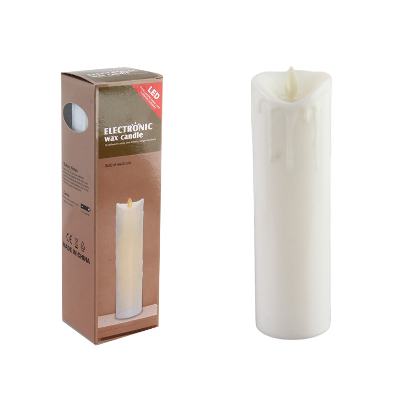 Свічка світлодіодна LED з підтіканнями 6*20см з імітацією живого полум'я (1*120)