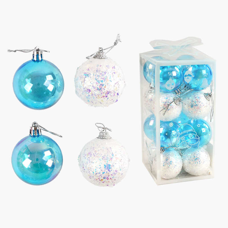 Новорічні прикраси 16 штук, кульки, D=5 см, у слюді /90/