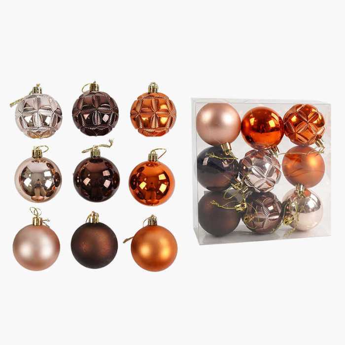 Новорічні прикраси кульки, 9 штук, D = 6 см, в слюді /80/