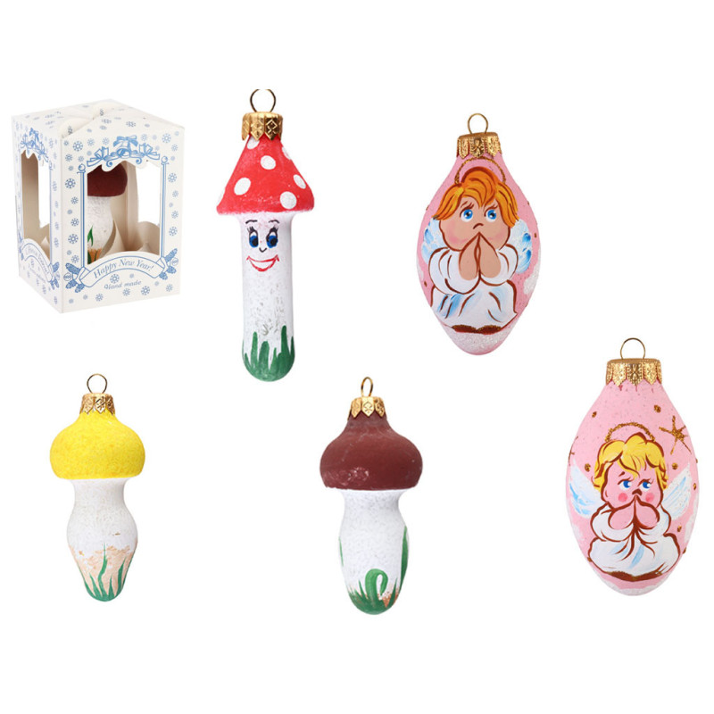 Новорічна скляна куля ручна праця 8 см 