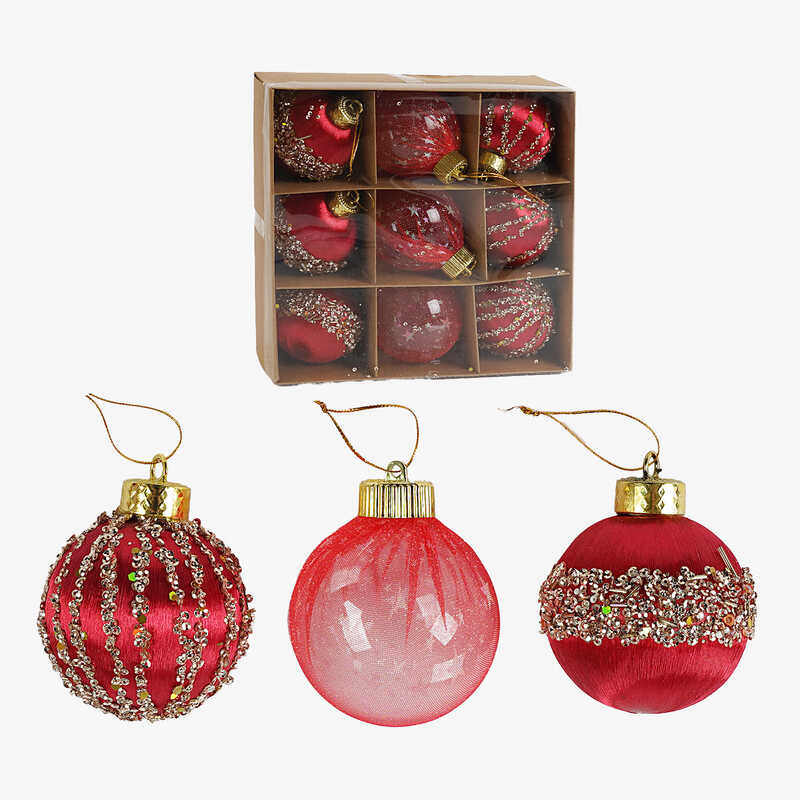 Новорічні прикраси 9 штук, кульки, D = 8 см, в кор. /42/ Новорічні прикраси 9 штук, кульки, D = 8 см, в кор. /42/
