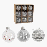Новорічні прикраси 9 штук, кульки, D = 8 см, в кор. /42/ Новорічні прикраси 9 штук, кульки, D = 8 см, в кор. /42/