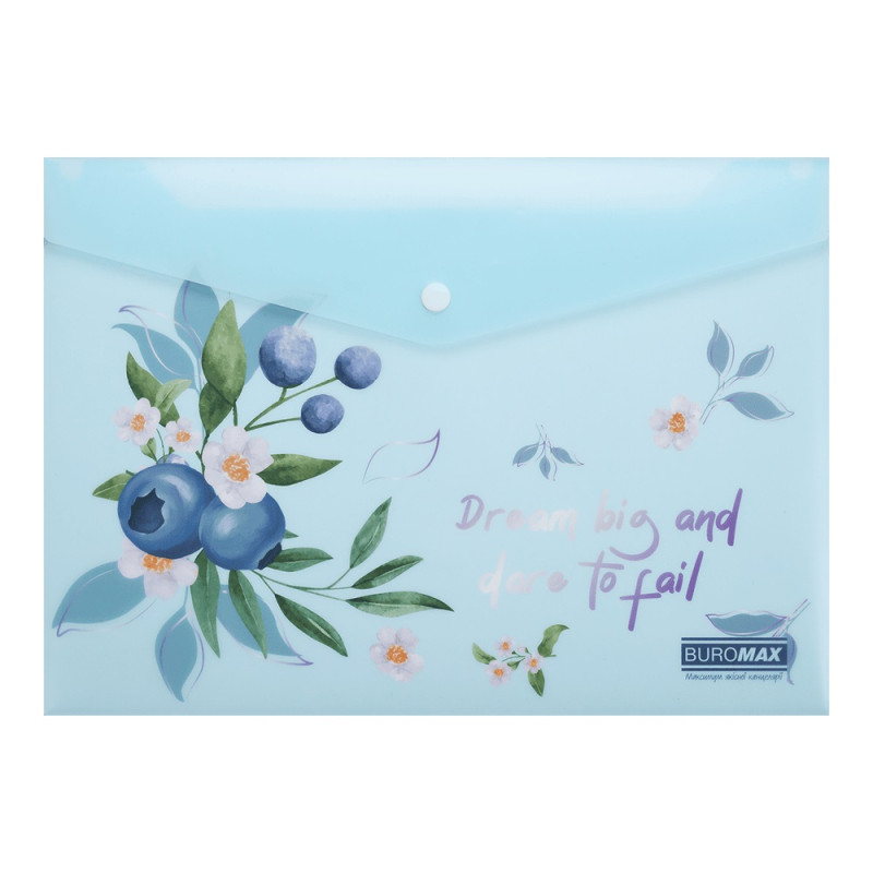 Папка конверт на кнопці ARABESKI, А4, матовий напівпрозорий, пластик, чароїт, ціна за 2 шт. //