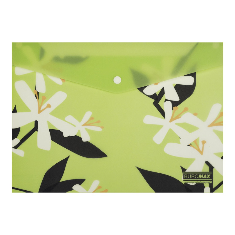 Папка конверт на кнопці ARABESKI, А4, матовий напівпрозорий, пластик, салатовий, ціна за 2 шт. //