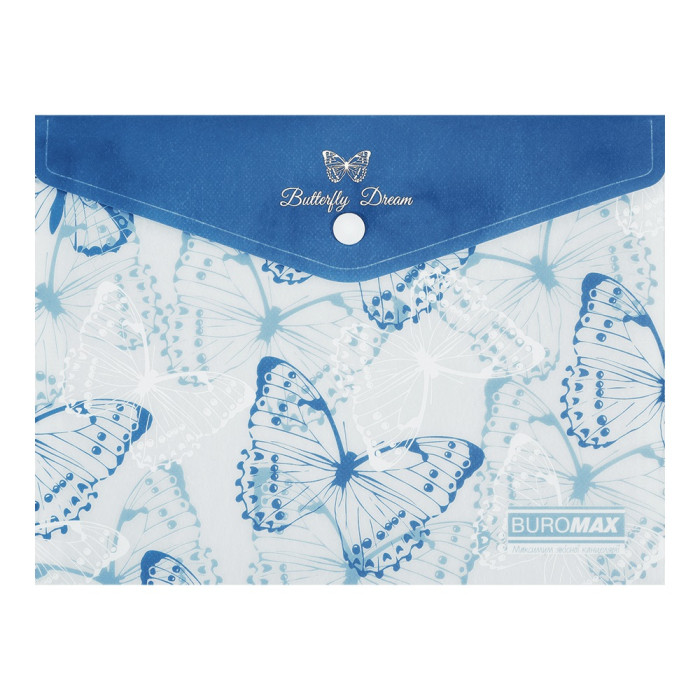 Папка конверт на кнопці ARABESKI, А5, матовий напівпрозорий, пластик, синій, ціна за 2 шт. //