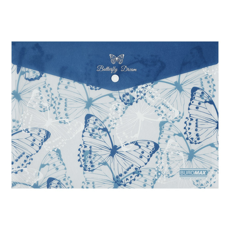 Папка конверт на кнопці ARABESKI, А4, матовий напівпрозорий, пластик, синій, ціна за 2 шт. //