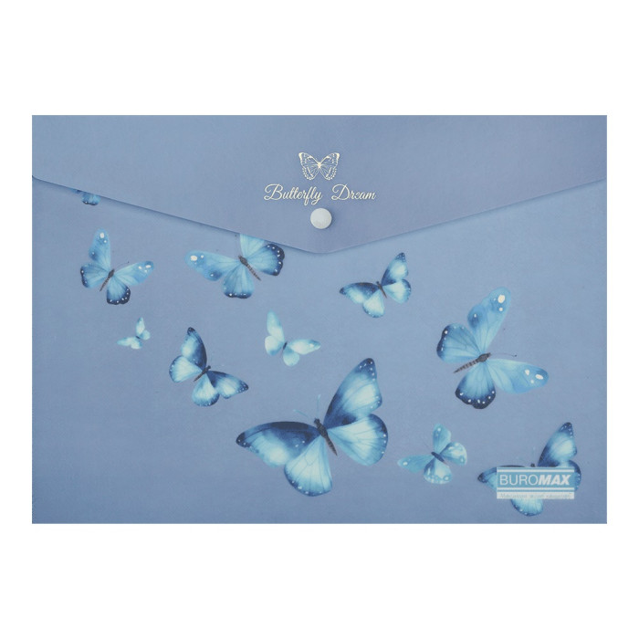 Папка конверт на кнопці ARABESKI, А4, матовий напівпрозорий, пластик, синій електрик, ціна за 2 шт. //