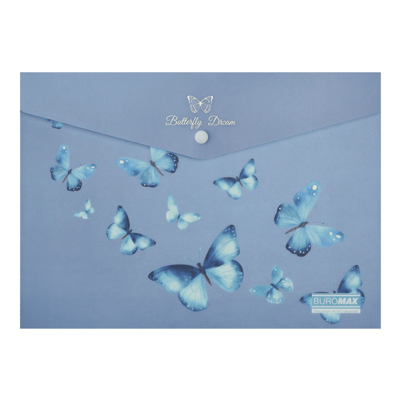 Папка конверт на кнопці ARABESKI, А4, матовий напівпрозорий, пластик, синій електрик, ціна за 2 шт. //