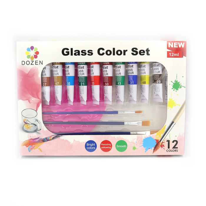 Фарби для скла і кераміки Dozen 12мл*12шт. з 3 пензликами