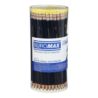 Карандаш графитовый НВ JOBMAX, пластиковый, синий, с резинкой туба,100шт.в уп.