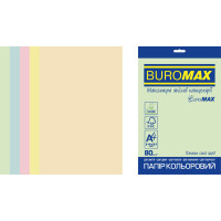 Папір кольоровий Euromax 80г/м2, PASTEL, 5кольорів, 20арк.