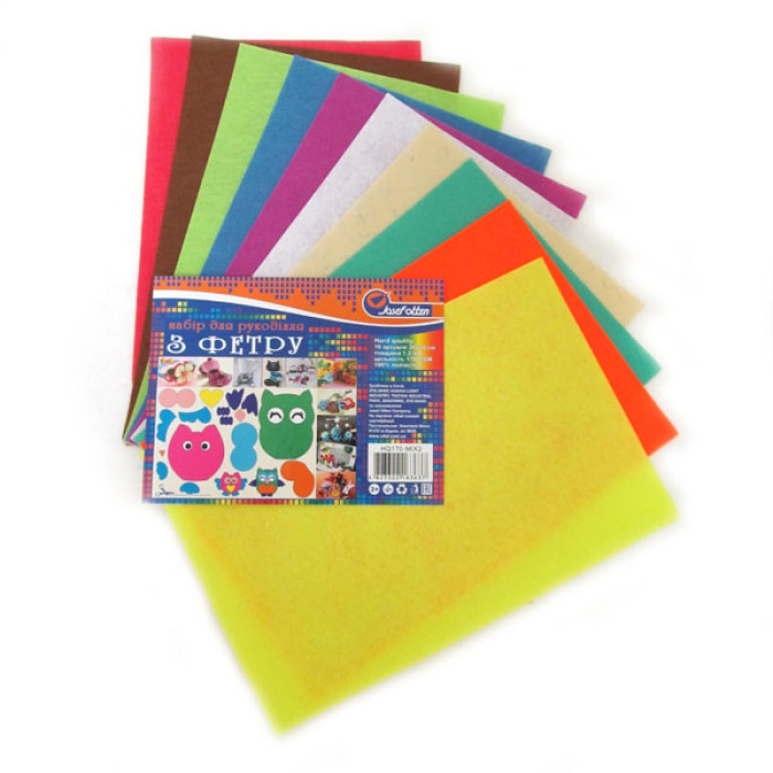 Фетр HARD 170GSM 1,2мм 10PC/OPP A4, 1шт/этик.