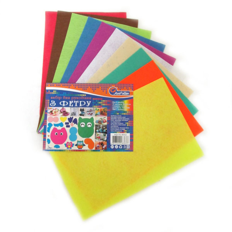 Фетр HARD 170GSM 1,2мм 10PC/OPP A4, 1шт/этик.