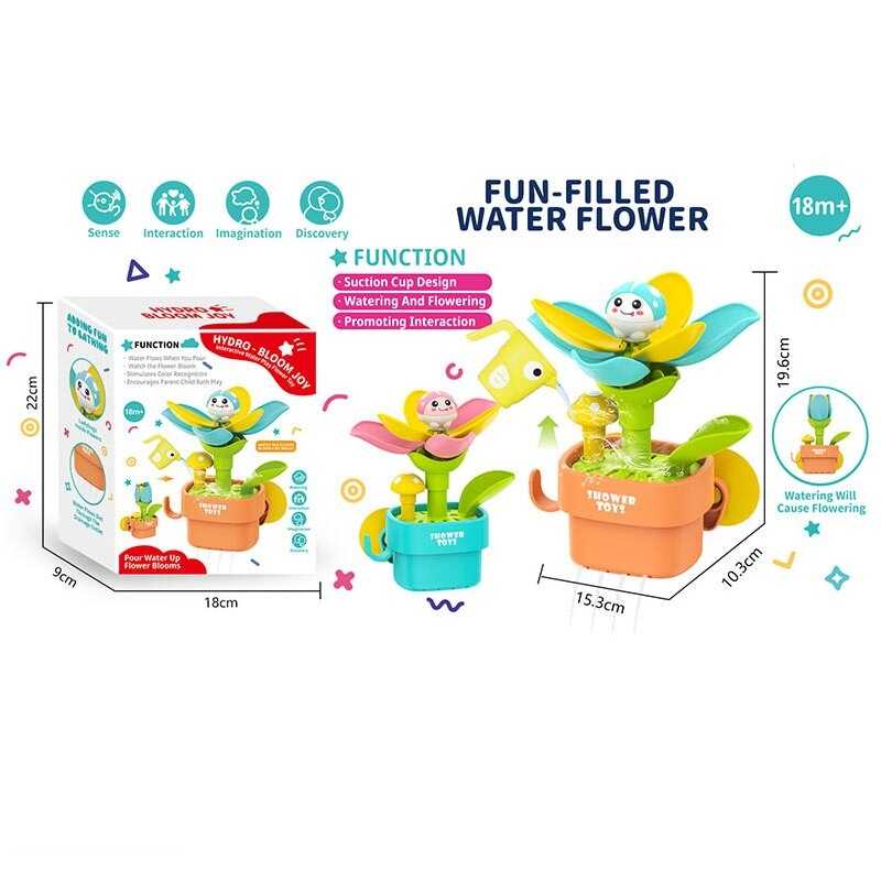 Гра для ванни 2 кольори, “Водна квітка”, на присосках, рухомі елементи, кухлик, в кор. /36/