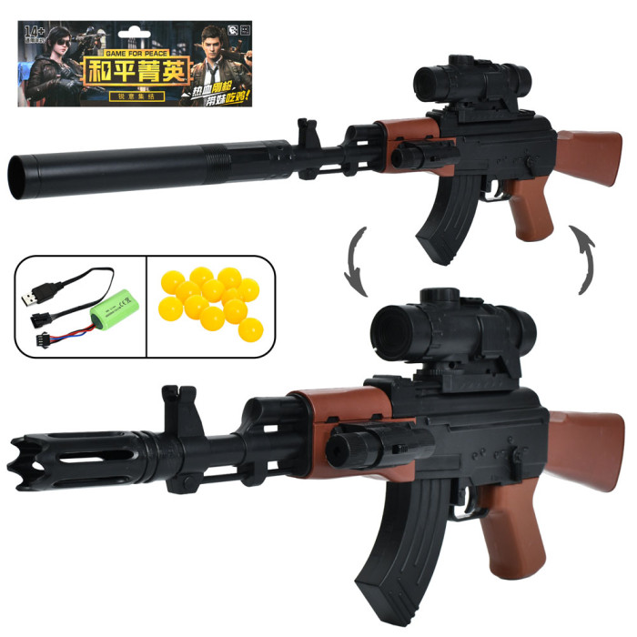 Автомат 67см, акум, пластикові кулі, лазер, USBзарядне, у п/е 21-40-5см /18/