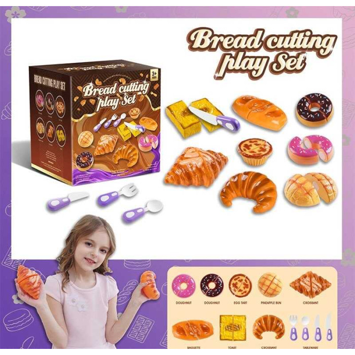 Набір солодощів на липучках, 12 елементів, випічка, виделка, ложка, 2 ножі, в кор. /48/